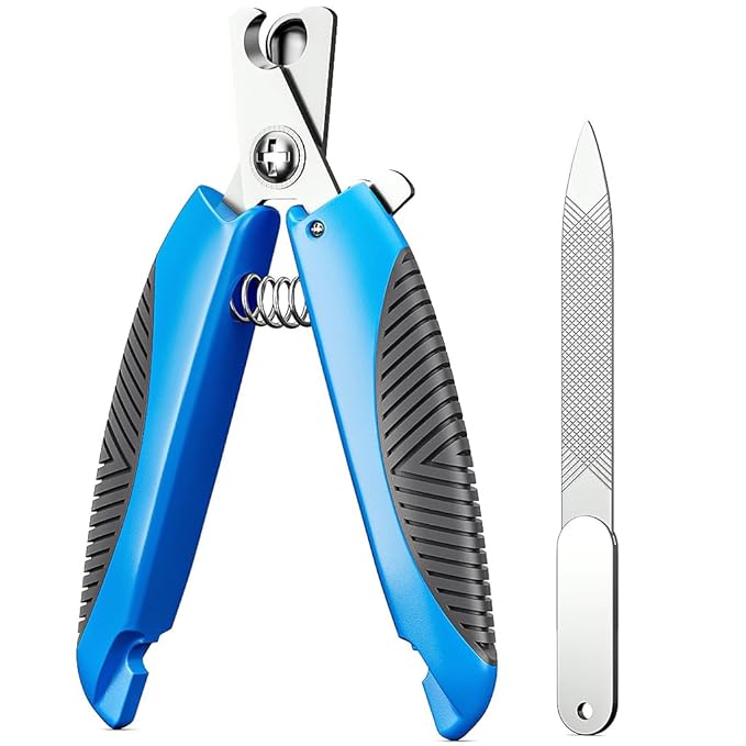 Dog Nail Clipper & Trimmers for Effortless Claw Trimming - Safety Guard, Ergonomic Non-Slip Handles, Stainless Steel Blades, Free Nail File - Professional Pet Grooming Tool for Clean Cutting.