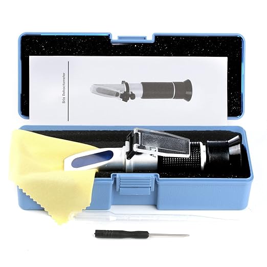 Brix Meter Refractometer 0~32%, Handheld Brix Refractometer Sugar Content Test, High Accurate Brix Measurement Tool with ATC for Fruit Beverages & Juice