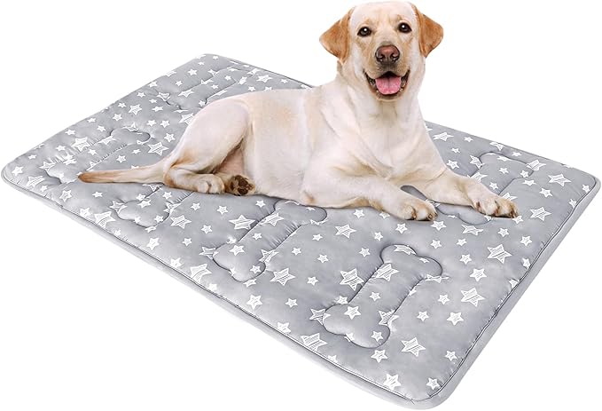 Dog Crate Bed Mat (36" X 23"), Soft Dog Bed Mat with Cute Stars, Personalized Dog Crate Pad, Anti-Slip Bottom, Machine Washable Kennel Pad