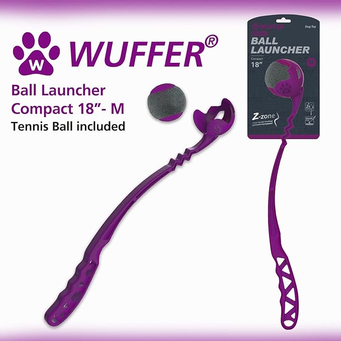 Dog Ball Launcher, Dog Ball Launcher Thrower, Dog Ball Hands Free Pick Up and Throw Play, Tennis Ball and Launcher Toy (PURPLE-LIMITED EDITION)