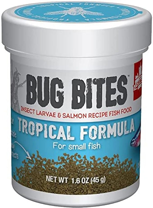 Fluval Bug Bites Tropical Fish Food, Small Granules for Small to Medium Sized Fish, 1.6 oz., A6577