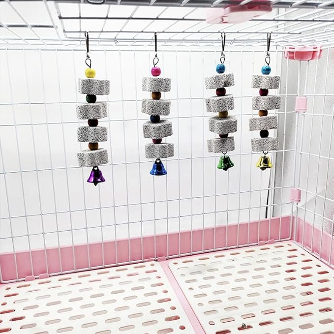 Parrot Chewing Toy, Bird Beak Grinding Mineral Stone Colorful Bird Block Toys Parrot Lava Block Calcium Supplement Food Chew Training Toys for African Greys Eclectus Budgies