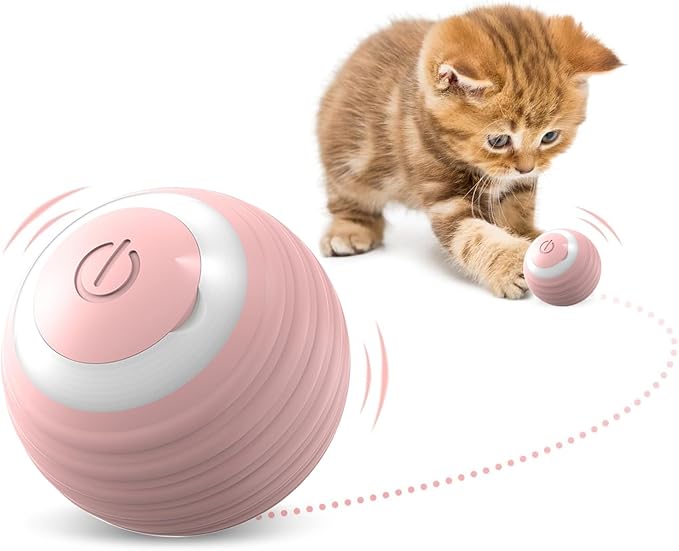 Interactive Cat Toy Ball-2pcs Automatic Cat Toy, Smart Ball cat Toy for Indoor Cat Kitten,cat Toys Gift for Your Kitty (Pink)