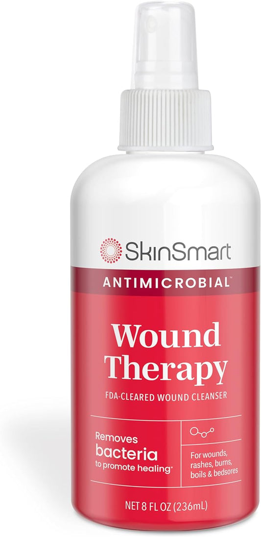 SkinSmart Antimicrobial Wound Therapy, Hypochlorous Acid Safely Removes Bacteria so Wounds Can Heal, 8 Ounce Clear Spray