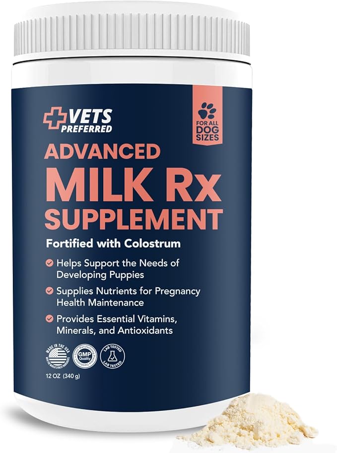 Vets Preferred Puppy Milk Replacement Formula - Dog Milk Replacer Powder Supplement for Pregnant, Lactating, Aging Dogs - Enriched with Colostrum - Nutritious Nursing Formula for Puppies - 12 Oz