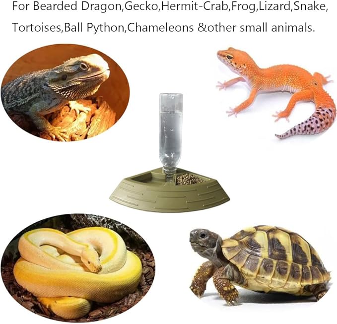 Reptile Feeder Bowl,Automatic Reptiles Water Dish Dispenser 2in1 Food and Water Feeding Bowls Terrarium Corner Bowl for Bearded Dragon Gecko Snake Lizard Turtles