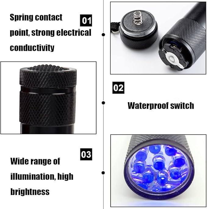 Flashlight Black Light UV Flashlight Black Light Flashlight Mini 9 LED 395nm Black Light for Pet Urine Detection Dog Cat Urine Detector for Dry Urine Stains, Bed Bugs, Scorpions