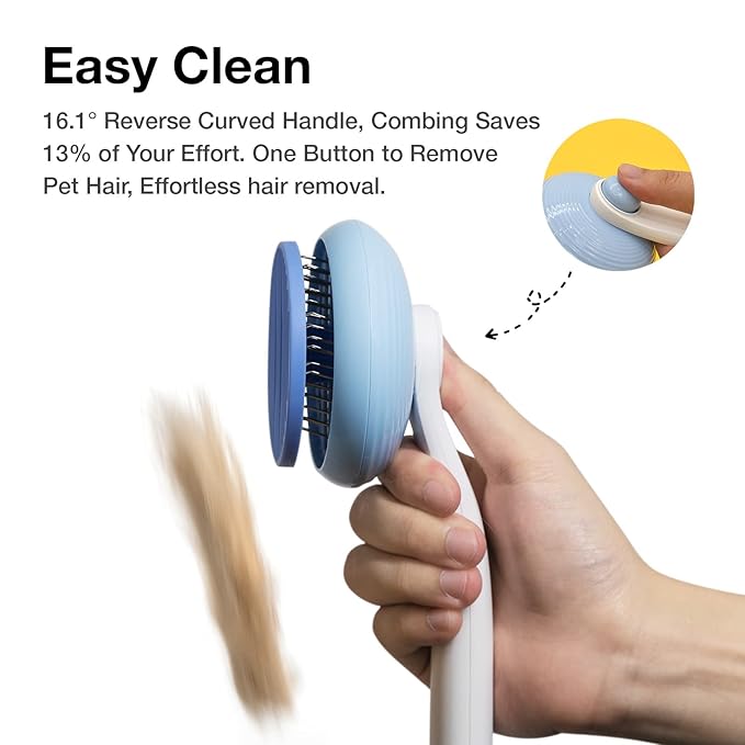 Cat Brush for Shedding, Pet Grooming Self Cleaning Slicker Brush for Cats & Dogs, Cat Deshedding Brush Easily Removes Tangles Hair and Loose Undercoat, Mats Tangled Hair Shedding Brush (Blue)