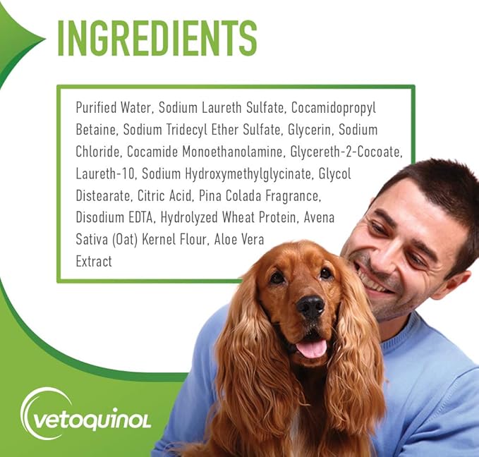 Vetoquinol Aloe & Oatmeal Shampoo — Gentle, Moisturizing Formula with Coconut Scent for Dogs & Cats, 16oz