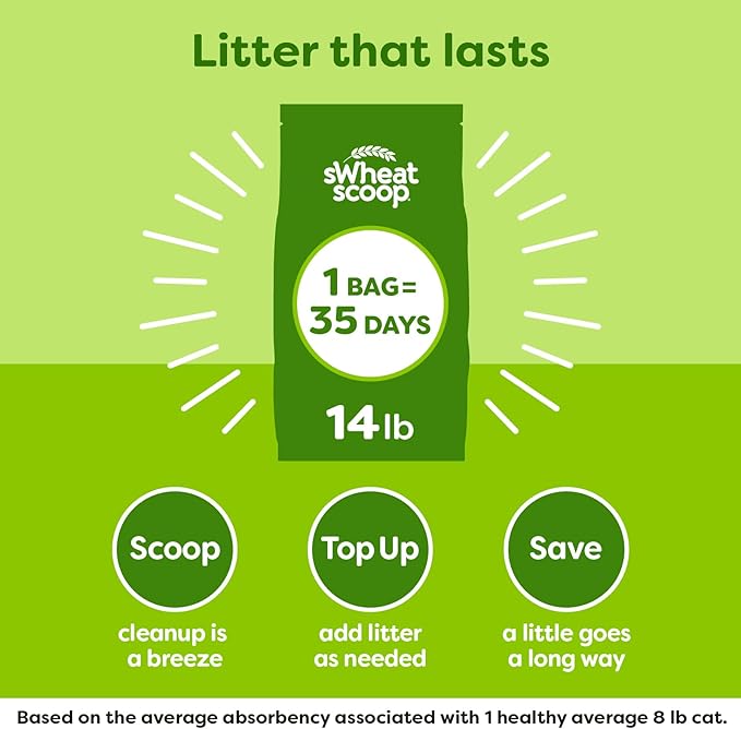 Natural Wheat Multi-Cat Litter, Superior Clumping with Odor Neutralizing Enzymes, 14 Pound Bag