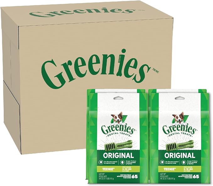 Greenies Original Teenie Natural Dental Care Dog Treats, 72 oz. Pack (260 Treats)