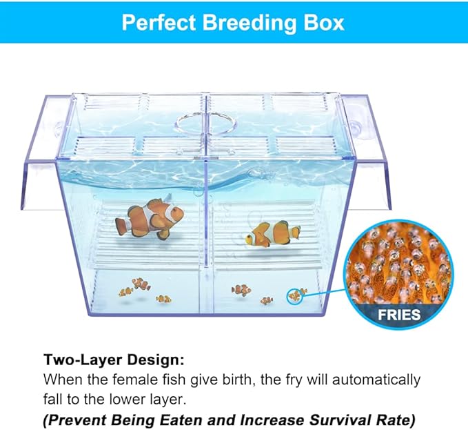 Fish Breeding Box Aquarium Holding Tank Transparent Fish Isolation Box Acclimation Hatchery Incubator Breeder Box for Baby Fish Betta Shrimp Clownfish Guppy