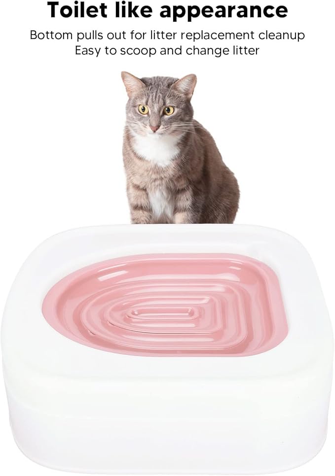 Cat Training Kit System for Toilet, Professional Reusable Cat Toilet Trainer, Urinal Seat with Extra Blue Tray, Recess Design Facilitates Tray Removal, Teach Cat to Use Toilet ()