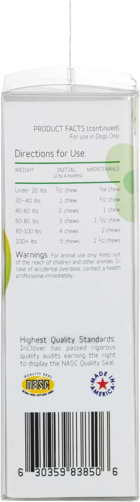 In Clover Connectin Hip and Joint Soft Chew Supplement for Dogs, Combines Glucosamine, Chondroitin and Hyaluronic Acid with Herbs, Patented and Clinically Tested to Work in 15 Days, 20 Count