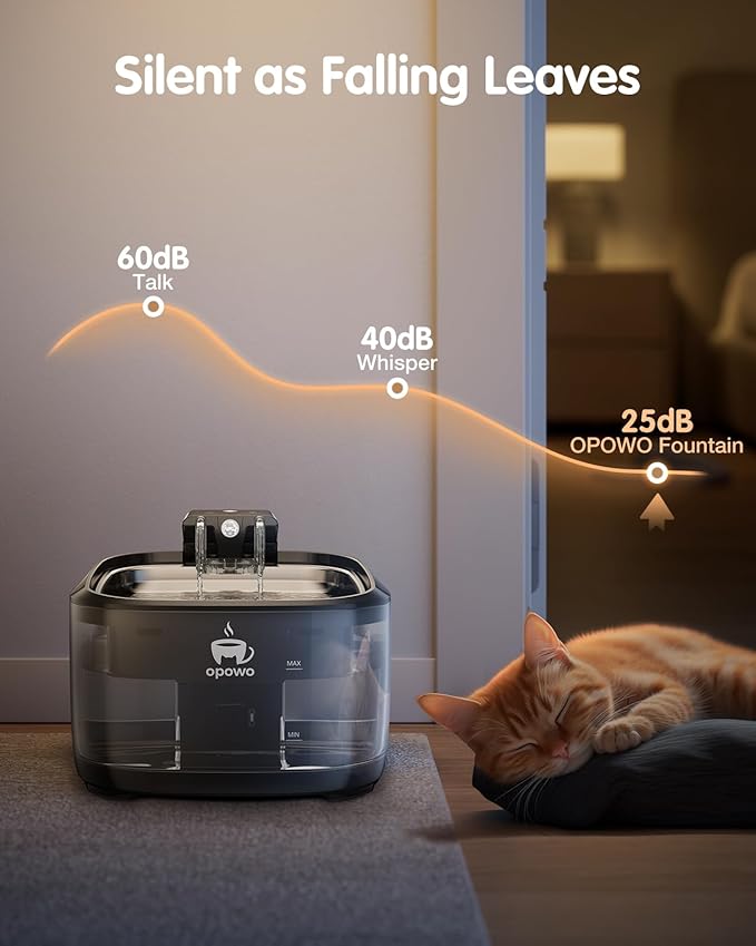 Wireless Cat Water Fountain Stainless Steel, 108oz/3.2L Cat Water Fountain Battery Operated with 3 Modes, 5000mAh Battery, Ultra Quiet Motion Sensor Pet Water Fountain for Cats with 3 Filters