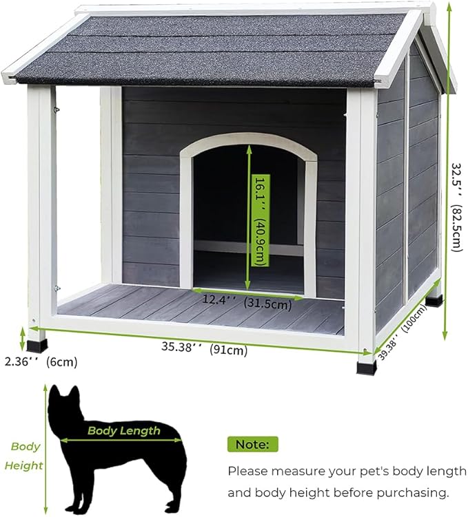 Outdoor Wooden Dog House, Waterproof Dog Cage, Windproof and Warm Dog Kennel, Dog Crates for Medium Dogs Pets Animals Easy to Assemble