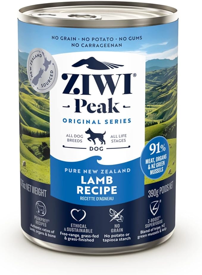 ZIWI Peak Canned Wet Dog Food – All Natural, High Protein, Grain Free, Limited Ingredient, with Superfoods (Lamb, Case of 12, 13.75oz Cans)