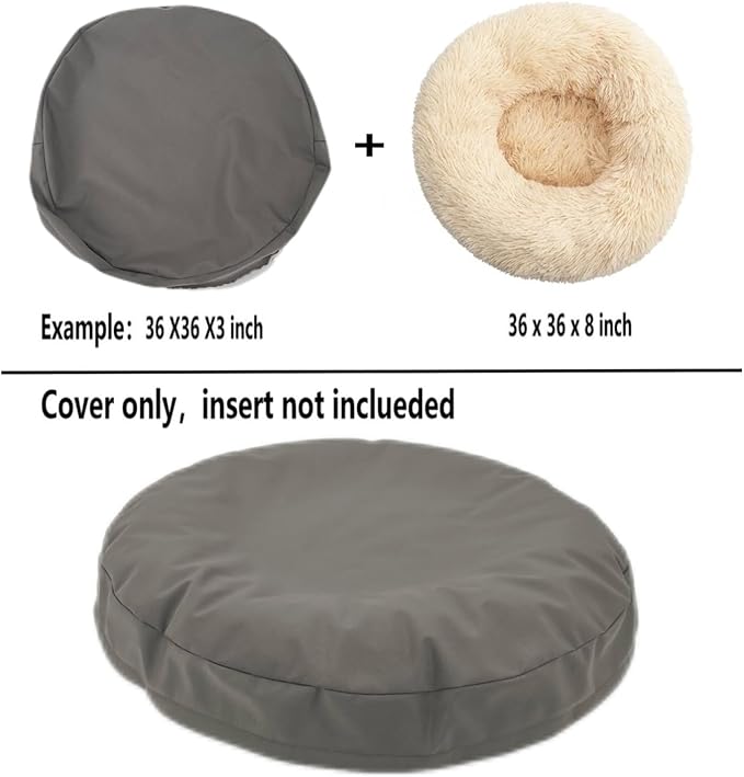 Waterproof Canvas Round Dog Bed Cover Replaement Washable 36 Inch