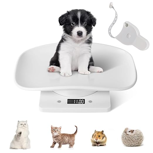 Digital Small Animals Scales for Weighing with Tape Measure, Puppy Whelping Scale Weigh Your Kitten, Rabbit with High Precision, Multifunction Electronic Baby Scales for Small Dogs