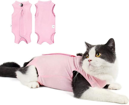 Cat Recovery Suit for Abdominal Wounds or Skin Diseases, Cat Onesie for Cats After Surgery Female Kitten Recovery Suit, Breathable E-Collar Alternative for Cats After Spay Anti Licking Wounds