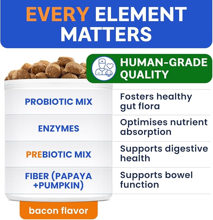 Bark&Spark VET STRENGTH Dog Probiotics Chews & Digestive Enzymes for Allergies Itchy Skin - Dogs Digestive Health - Gas, Diarrhea, Constipation Relief Pills - Prebiotics for Dogs Gut Health (120 Ct)