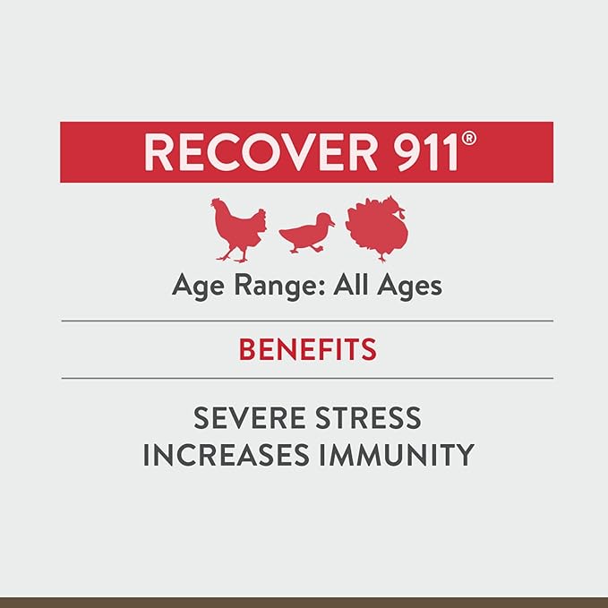 Recover 911, Severe Stress Probiotic Water Supplement for Chickens with Electrolytes, Prebiotics & Oregano, 8 oz