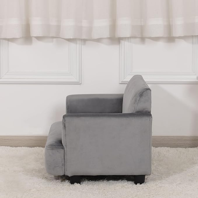 Dog Sofas and Chairs for Small Pet, Pet Sofa Bed with Wooden Frame and Velvet Fabric, Upholstered Dog Bed,Cat Sofa Chair for 45 Pounds Small Animal Using,Grey