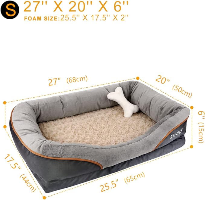 JOYELF Memory Foam Dog Bed Small Orthopedic Dog Bed & Sofa with Removable Washable Cover and Squeaker Toy as Gift