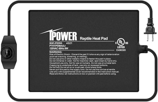 iPower 6 by 8-Inch 8 Watts Reptile Heating Mat with Temperature Controller Under Tank Warmer Terrarium Heat Pad for Reptiles and Amphibians, black