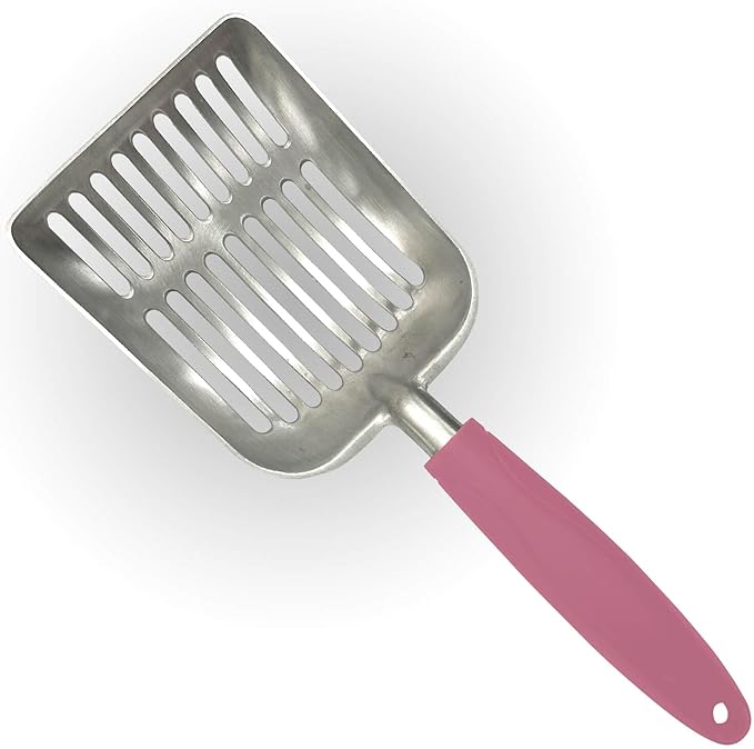 Cat Litter Scoop - Aluminum Alloy cat Litter Shovel, Suitable for All cat Litter, Metal Durable Garbage Shovel Pink