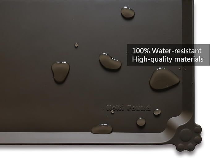 Hoki Found Large Silicone Pet Food Mats Tray - Non slip Pet Dog Cat Bowl Mats Placemat - Dog Pet Cat Feeding Mat - Waterproof Dog Cat Food Mats -Pet Water Mats for Floors - Coffee