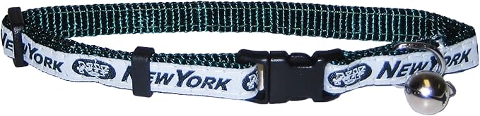 NFL CAT Collar New York Jets Satin Cat Collar Football Team Collar for Dogs & Cats. A Shiny & Colorful Cat Collar with Ringing Bell Pendant