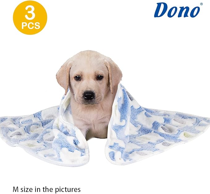 Dono 1 Pack 3 Dog Blankets, Soft Fluffy Fleece Pet Blanket Warm Sleep Mat Paw Print Design Puppy Kitten Throw Blanket Doggy Mat, Blanket for Dogs