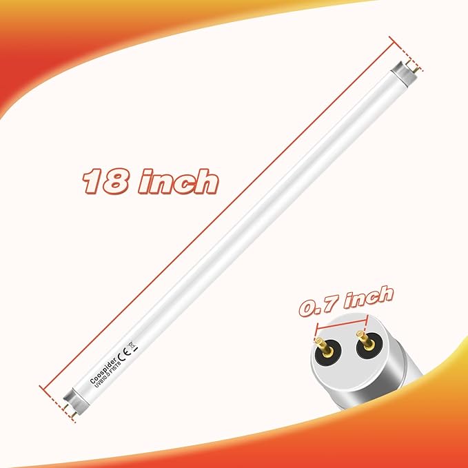 2 Pack T8 Strip UVB Reptile Lighting Bulb 18-Inch 15 Watt UVB 10.0 Fluorescent Bulb 10-Percent UVB Desert Pet Habitat Light for Reptiles Amphibian