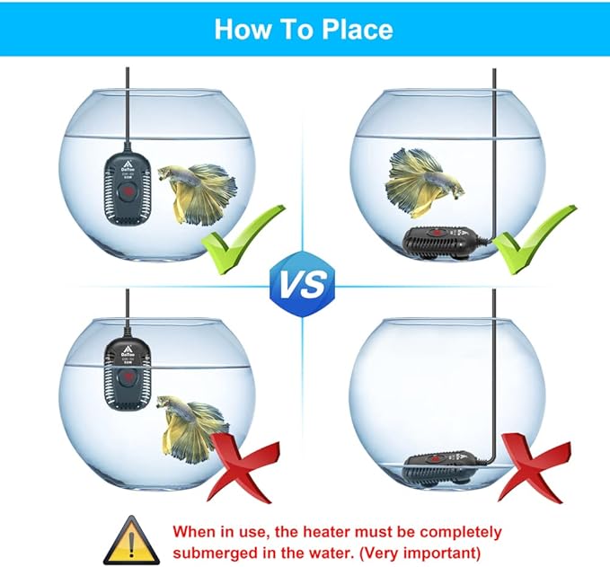 Small Aquarium Heater 100W Mini Fish Tank Heater 100 Watt Submersible with LED Temperature Display