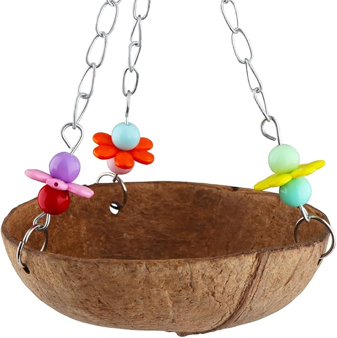 Sugar Glider Swing Toy Bird Natural Coconut Shell Nest Cage Hanging Accessories for Sugar Glider Bird Parrot