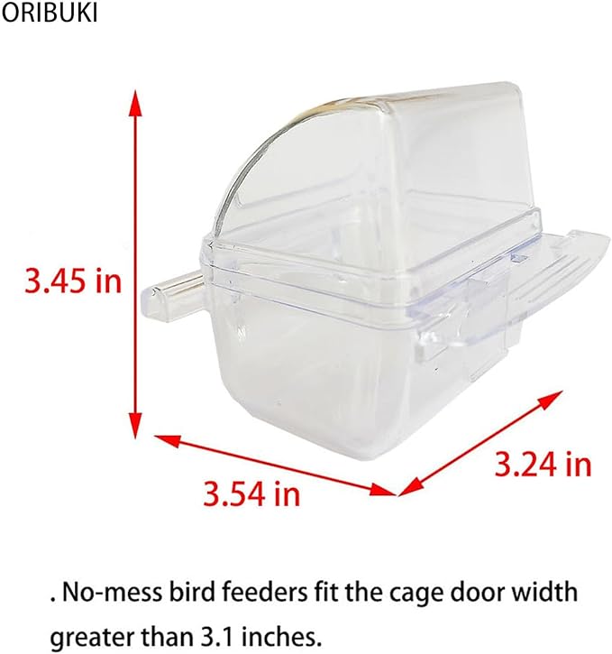 4 Pack Bird Feeders for Cage No Mess Parakeet Food Bowl with Cover Clear Hanging Parrot Water Dispenser Perch Cup Waterer Bird Dishes Seed Cage Cups Slot Replacement Feeder Bowls