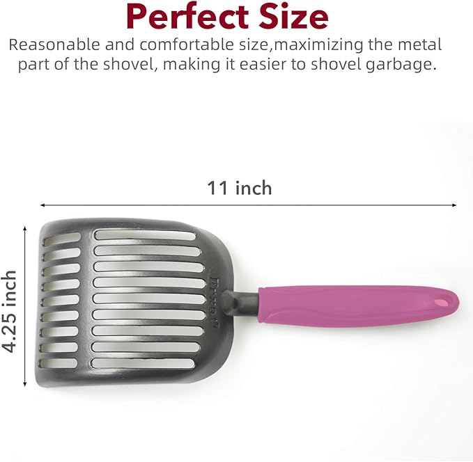 Metal Cat Litter Scoop - Non Stick Aluminum Alloy Aluminum cat Litter Scooper, Solid and Durable Oversized Metal Litter Scoops, Solid Metal, Fecal screening, Solid Handlel Pink