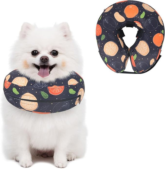 Protective Inflatable Dog Cone After Surgery, Soft Inflatable Donut Collar for Dogs and Cats, Prevent from Biting & Scratching, Not Block Vision (Black Cone Collar S)