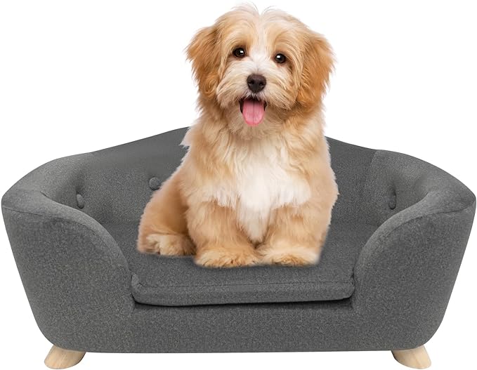 SHAVI Pet Sofa Bed Dog Couch for Small Pet Dog and Cats, Low Back Pet Lounging Bed with Velvet Modern Sofa for Dogs Easy-to-Clean(Grey)