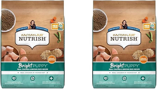 Rachael Ray Nutrish Bright Puppy Premium Natural Dry Dog Food with Added Vitamins, Minerals & Taurine, Real Chicken & Brown Rice Recipe, 6 Pound Bag (Packaging May Vary) (Pack of 2)