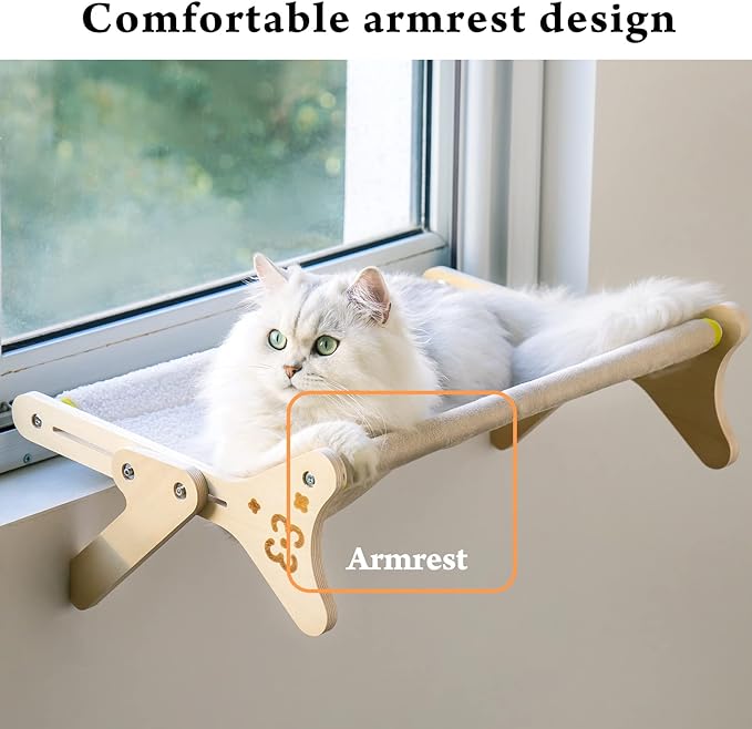 Cat Window Perch Cat Window Hammock Seat for Indoor Cats Sturdy Adjustable Steady Cat Bed Providing All-Around Sunbath Space Saving Washable Holds Up to 40 lbs (2 in 1 Cream-colored)