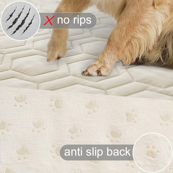 Waterproof and Anti-Slip Dog Bed Cover and Pet Blanket Sofa Pet Bed Mat ，car Incontinence Mattress Protectors Furniture Couch Cover for Most Cats Dogs, Pets（68x82- Ivory）