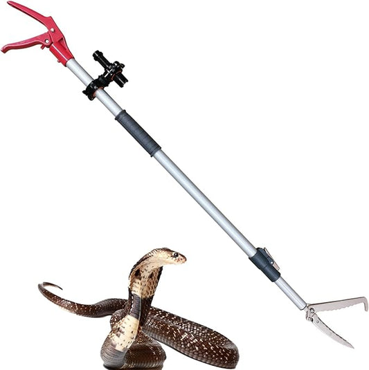 67'' Telescopic Snake Tongs Aircraft-Grade Aluminum Alloy Reptile Grabber Rattle Snake Catcher Wide Jaw Handling Tool with Lock for Hunting Game Finders 2023 New Launch