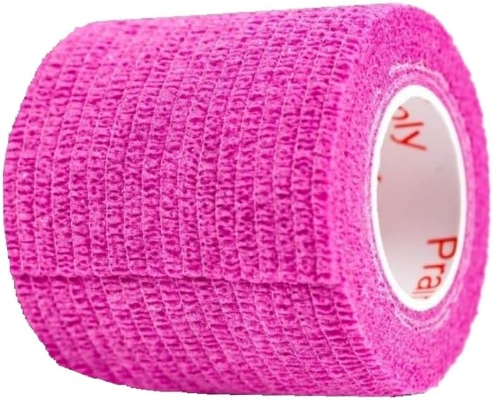 2 Inch Vet Wrap Tape Bulk (Fuchsia) (Pack of 24) Self Adhesive Adherent Adhering Flex Bandage Grip Roll for Dog Cat Pet Horse