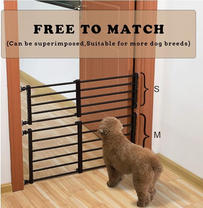 Short Dog Gate Expandable Dog Gate 22"-39.37" to Step Over,Pressure Mount Small Pet Gate,Low Pet Gate-Adjustable,Puppy Gate Indoor for Doorway,Stairs (S(9.45''H),Black)