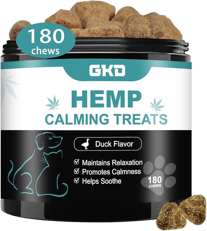 Dog Calming Chews Anxiety Relief Treats, Calming Bites for Dogs Hemp Calm Care, Fireworks Stress Car Sickness for Dogs Sleep Aid Separation Supplements, Dog Anxiety Grooming Pets Supplements Calm Aid