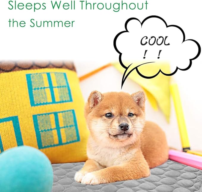 VeMee Cooling Mat Pad for Dogs Cats Ice Silk Mat Cooling Blanket Cushion for Kennel/Sofa/Bed/Floor/Car Seats Cooling (XL:40 x 28 inches, Grey)