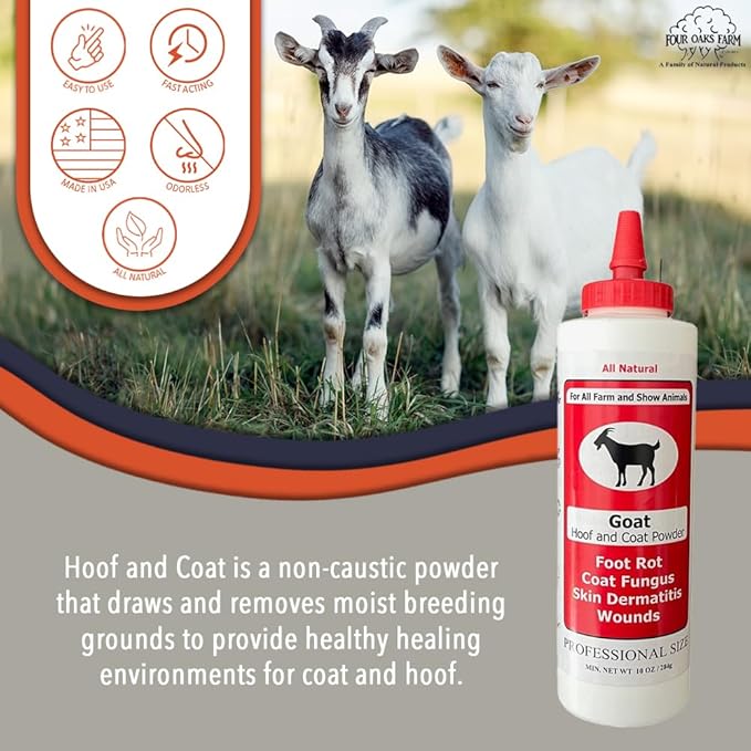 Goat Hoof & Coat Powder - for Wound Care, Foot Rot, Skin Problems - All Natural, Non-Caustic, Easy to Use (10 oz)