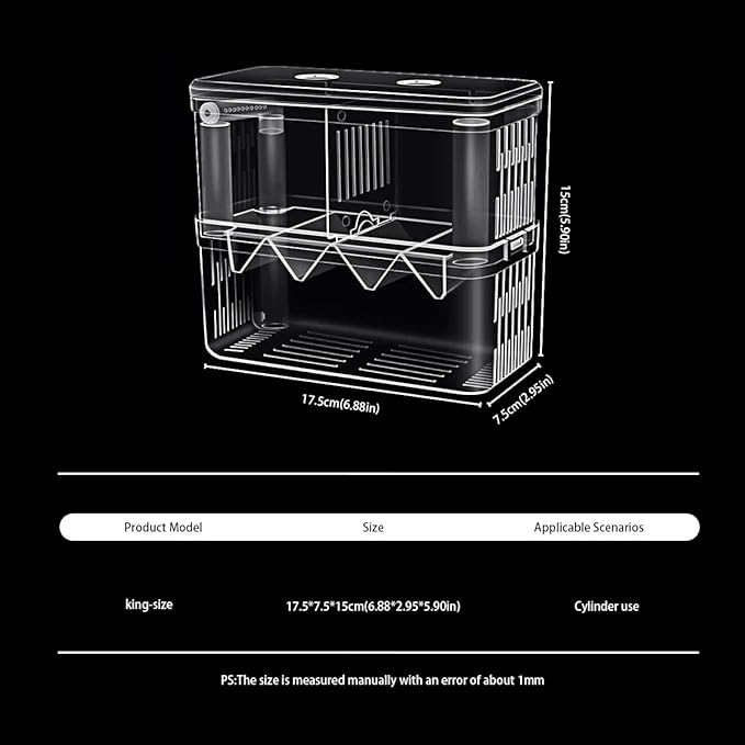 Large Fish Breeder Box for Aquarium, Fish Tank Acrylic Breeding Box, Aquarium Hatchery Incubator Breeder Box, Isolation Divider Hatching Box for Small Clownfish Shrimp Guppy, Can Connected to Air Pump